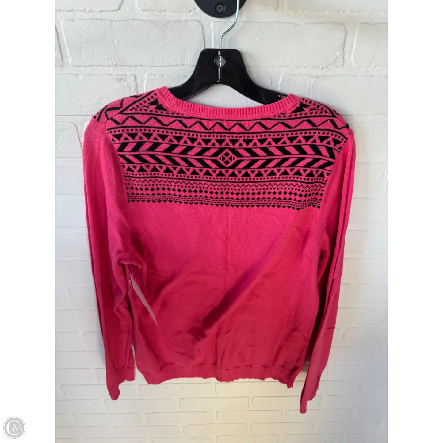 Sweater By Kim Rogers In Black & Pink, Size: L