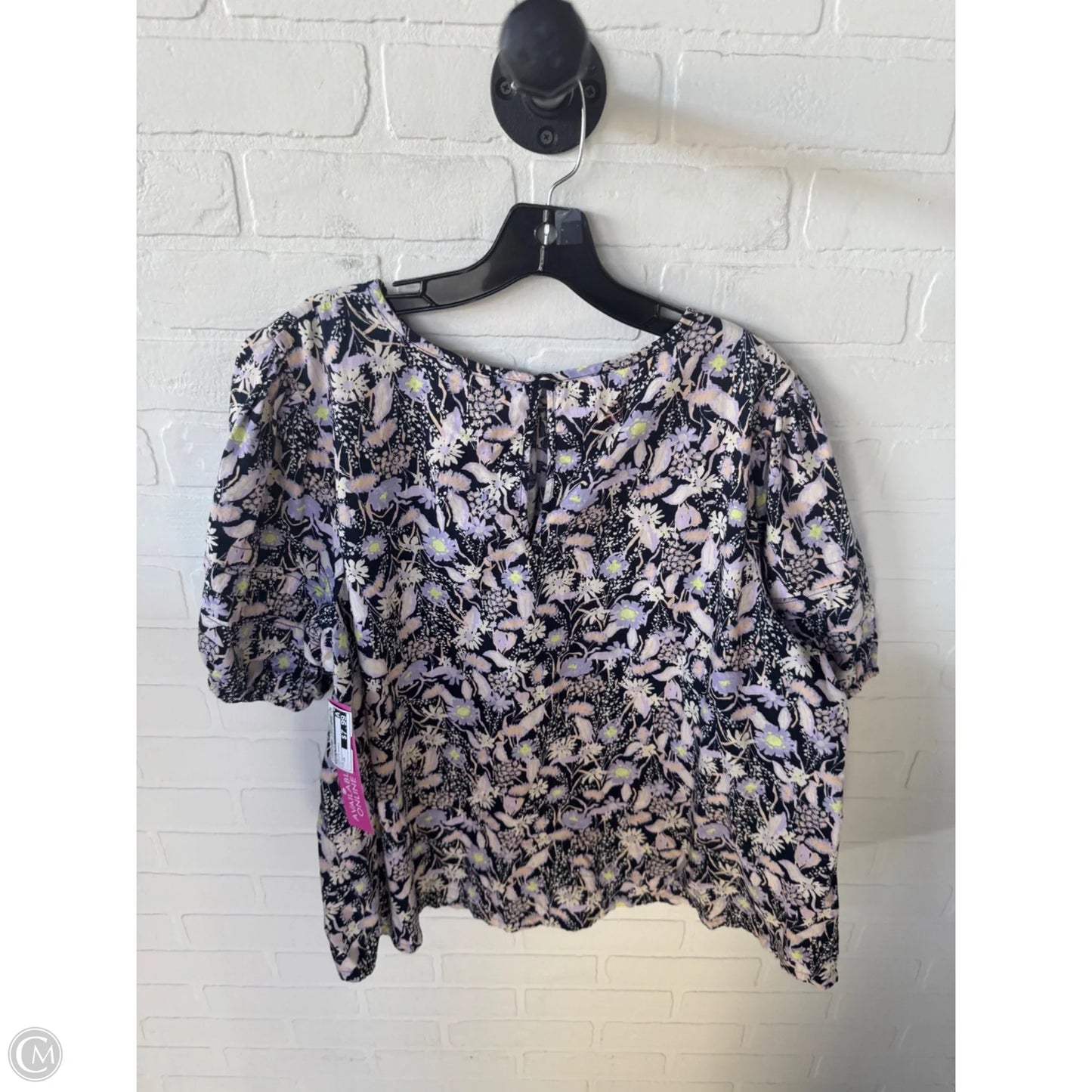 Top Short Sleeve By Ava & Viv In Black & Purple, Size: 1x