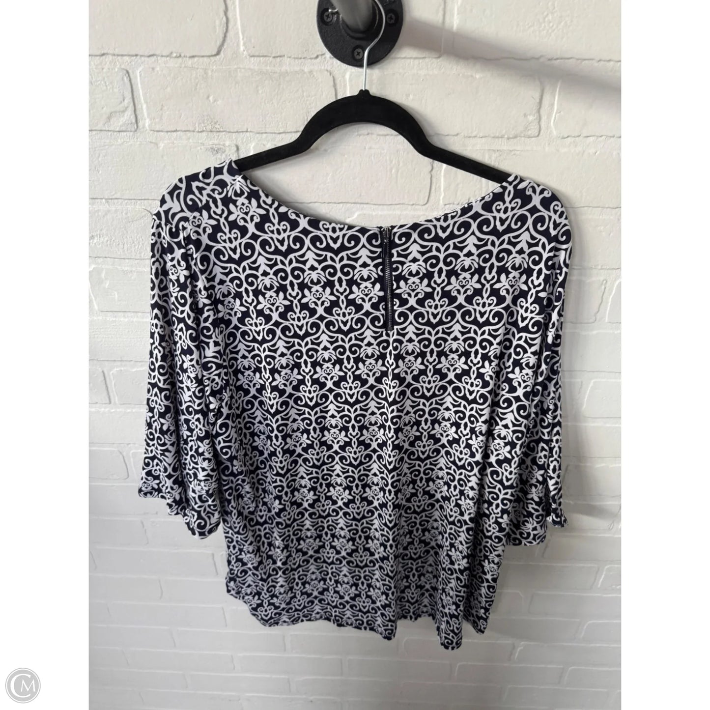 Top 3/4 Sleeve By Dressbarn In Blue & White, Size: 2x