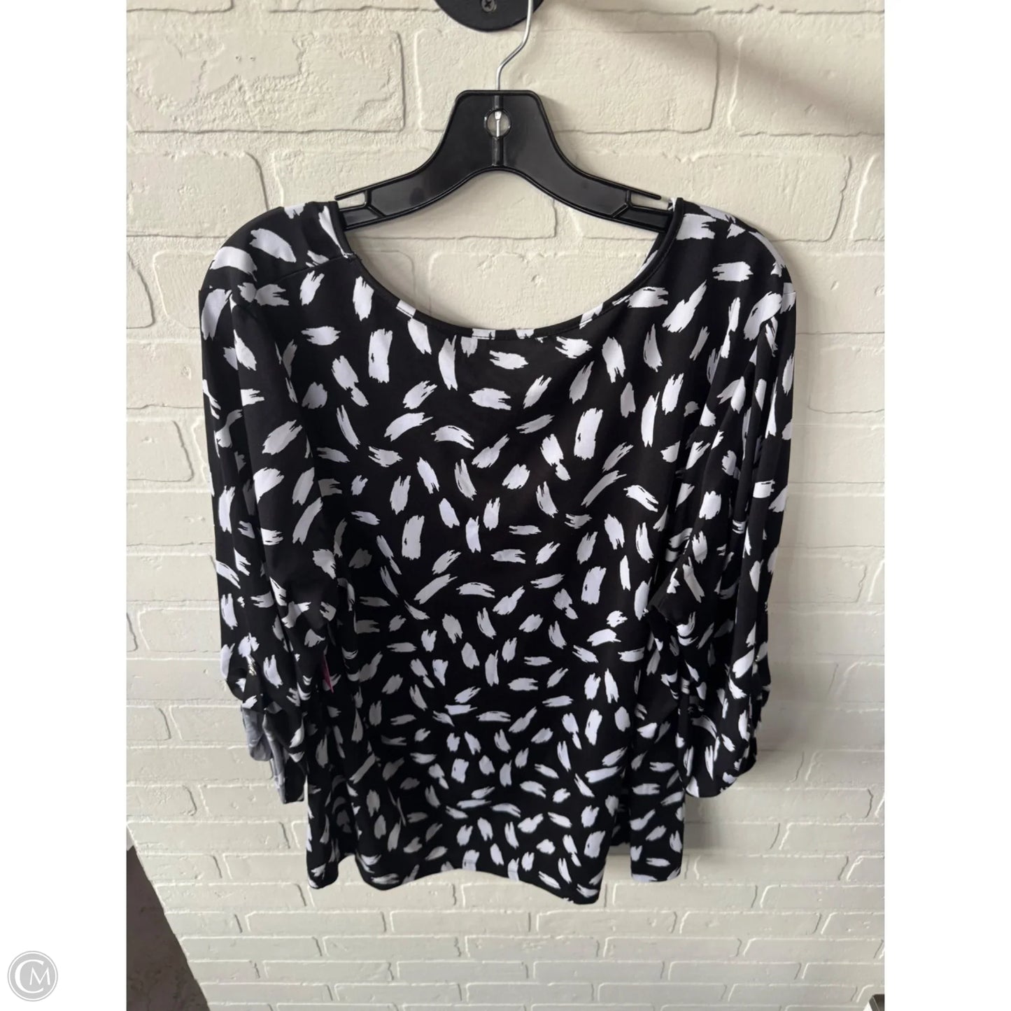 Top 3/4 Sleeve By Perseption Concept In Black & White, Size: 3x