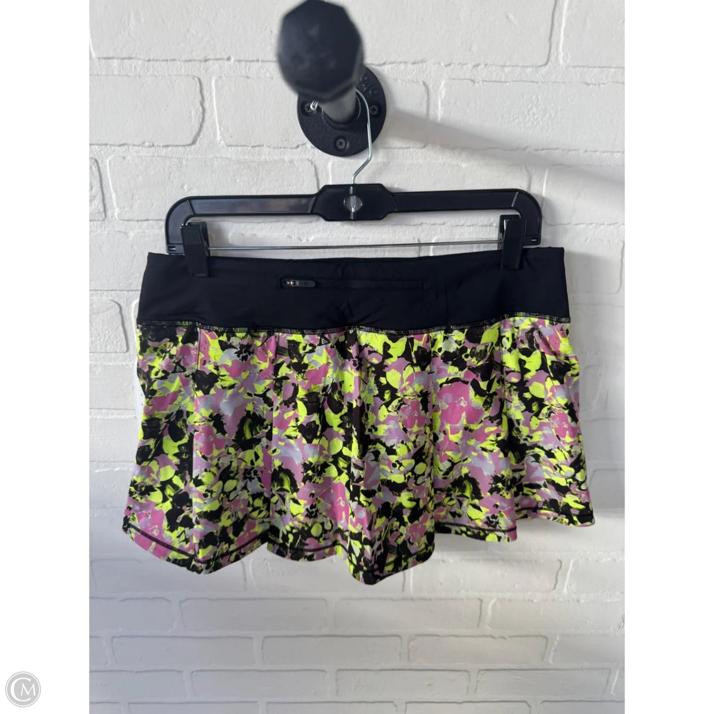 Athletic Skort By Lululemon In Black & Yellow, Size: 8