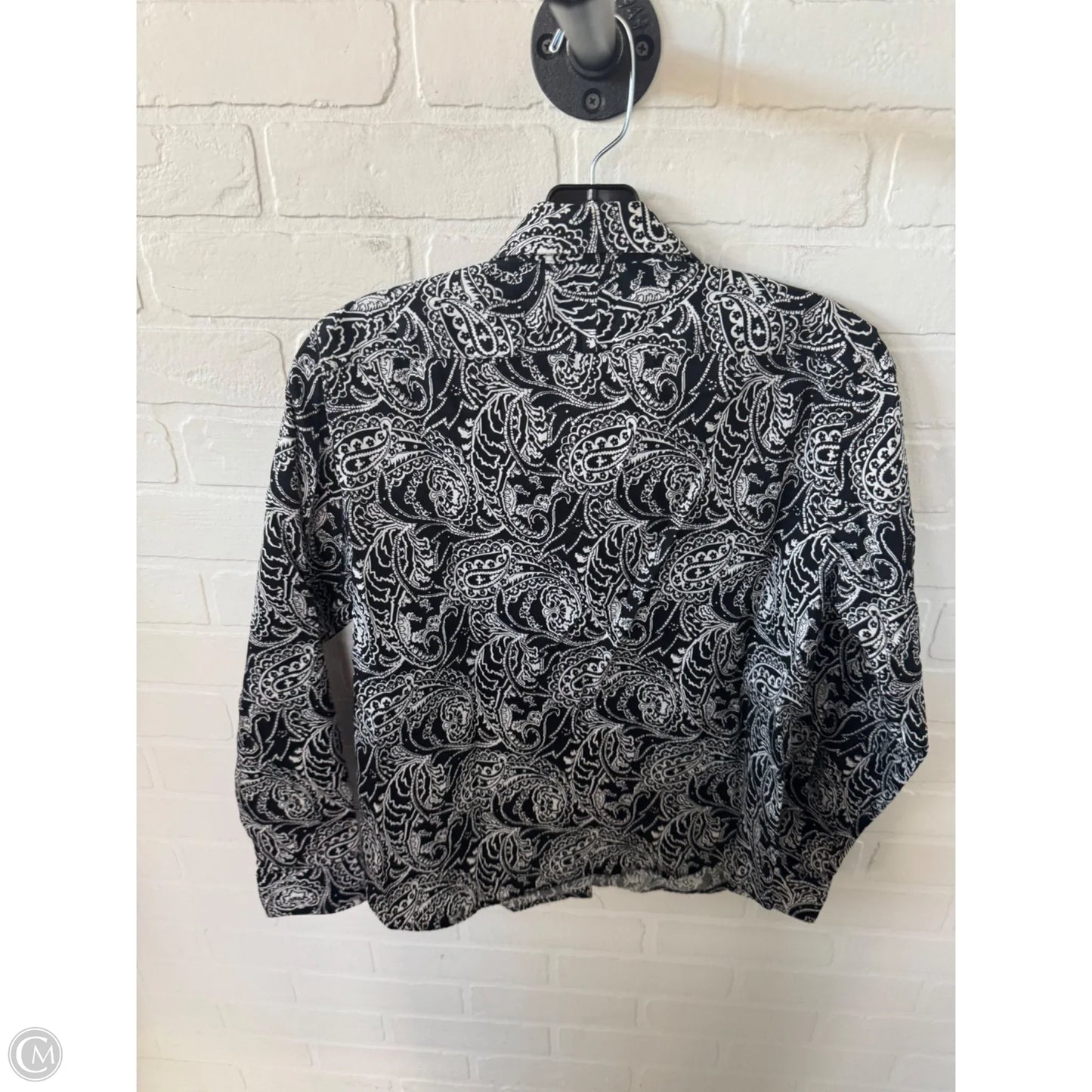 Top Long Sleeve By Chaps In Black & White, Size: Mp