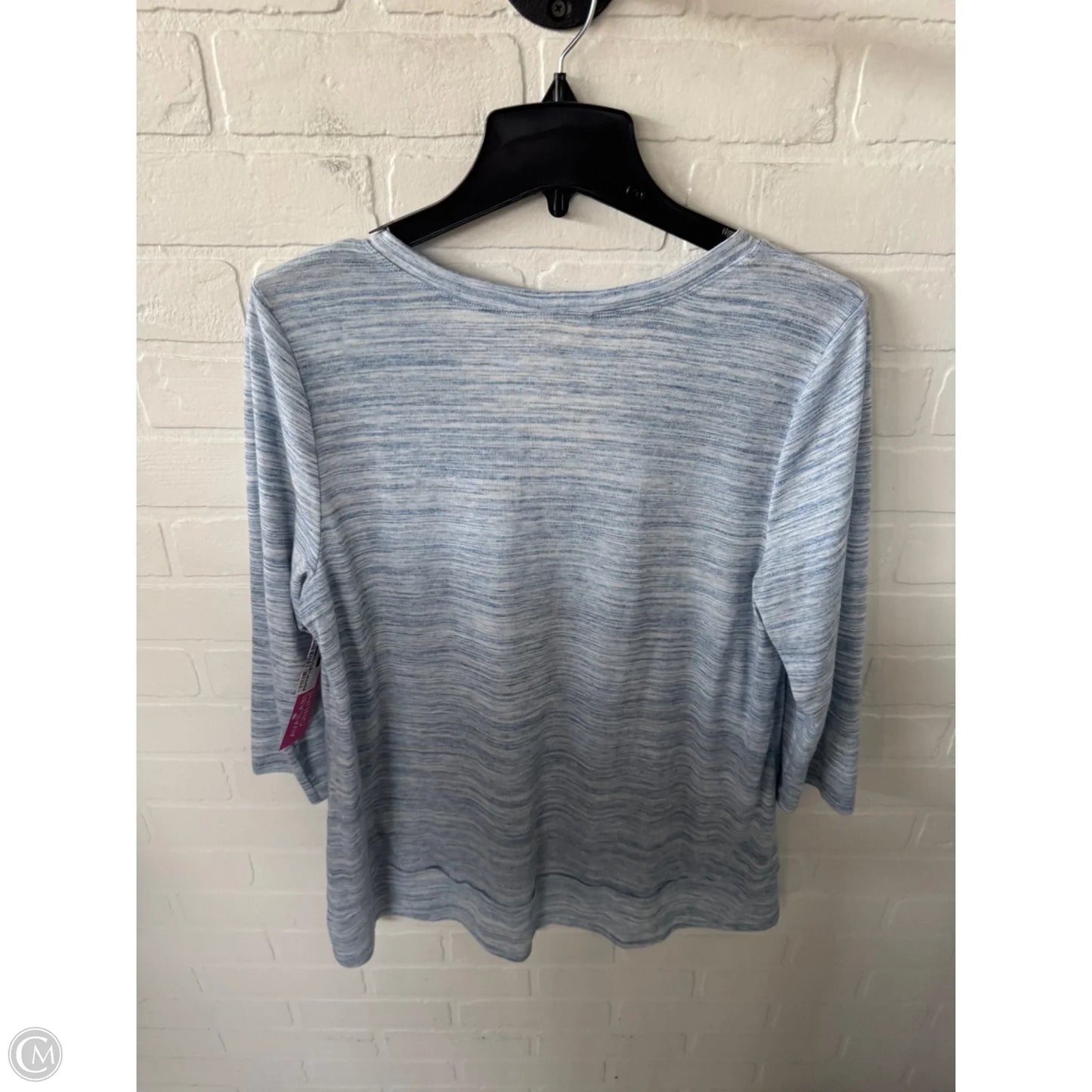 Top 3/4 Sleeve Basic By Style And Company In Blue & White, Size: L