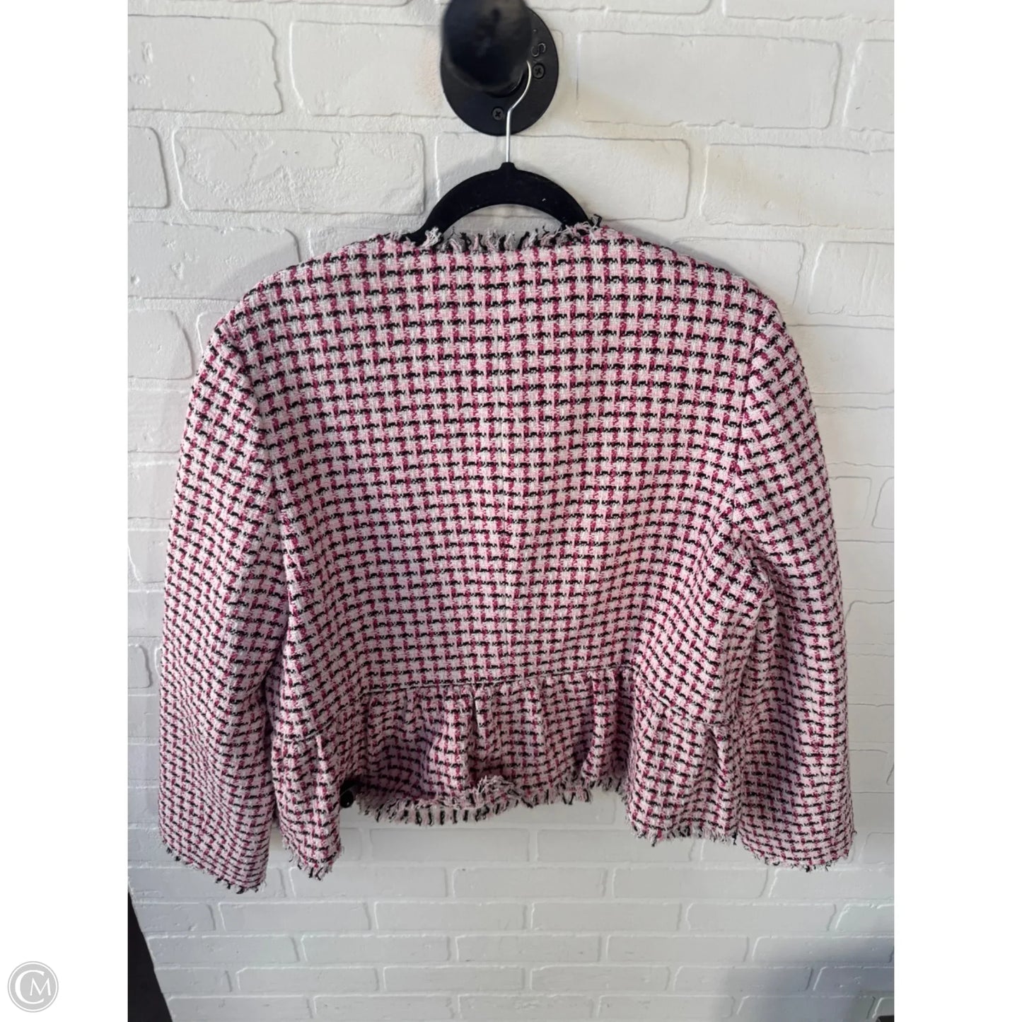 Blazer Designer By Kate Spade In Black & Pink, Size: Xl