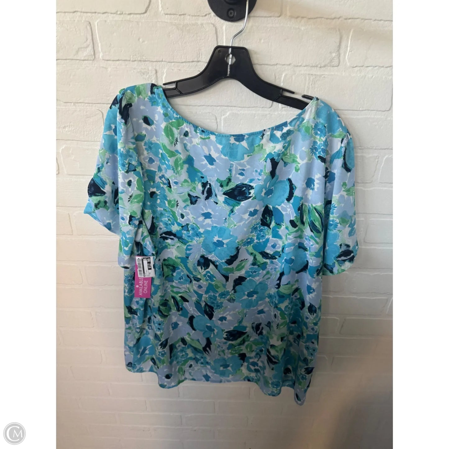 Top Short Sleeve By Loft In Blue & Green, Size: Xxl