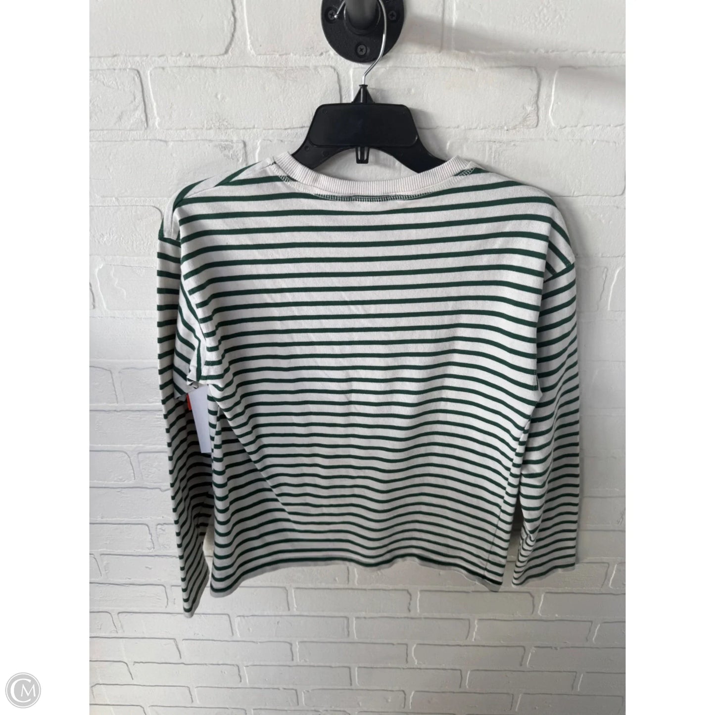 Top Long Sleeve By Zara In Green & White, Size: S