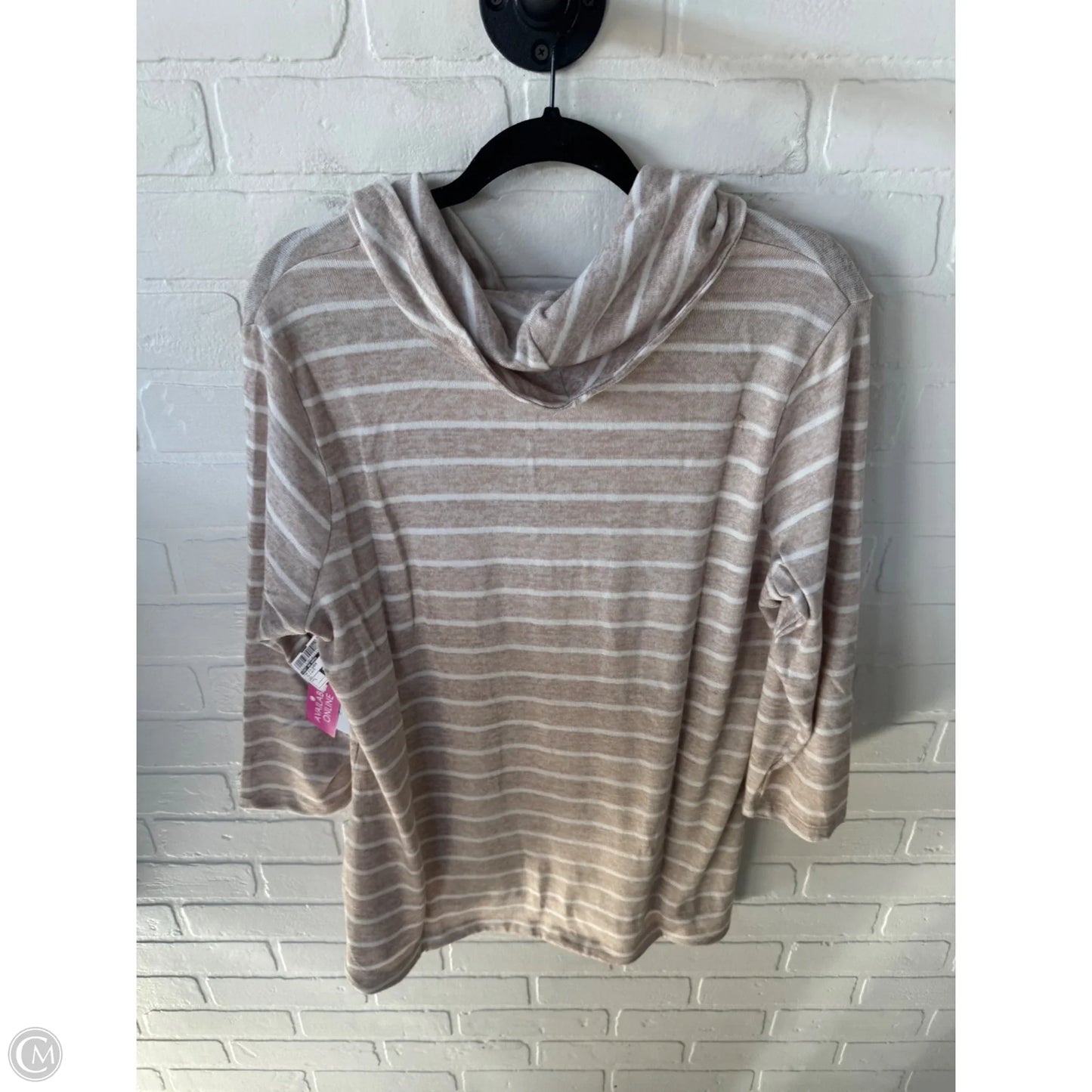Top 3/4 Sleeve By Croft And Barrow In Tan & White, Size: L