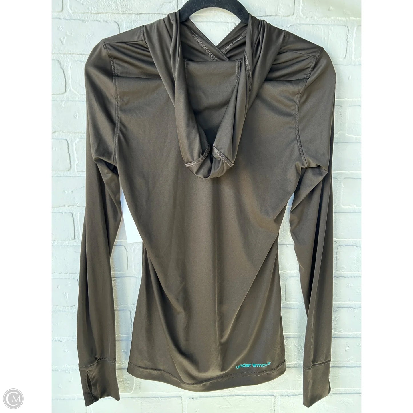 Athletic Top Long Sleeve Hoodie By Under Armour In Brown, Size: L