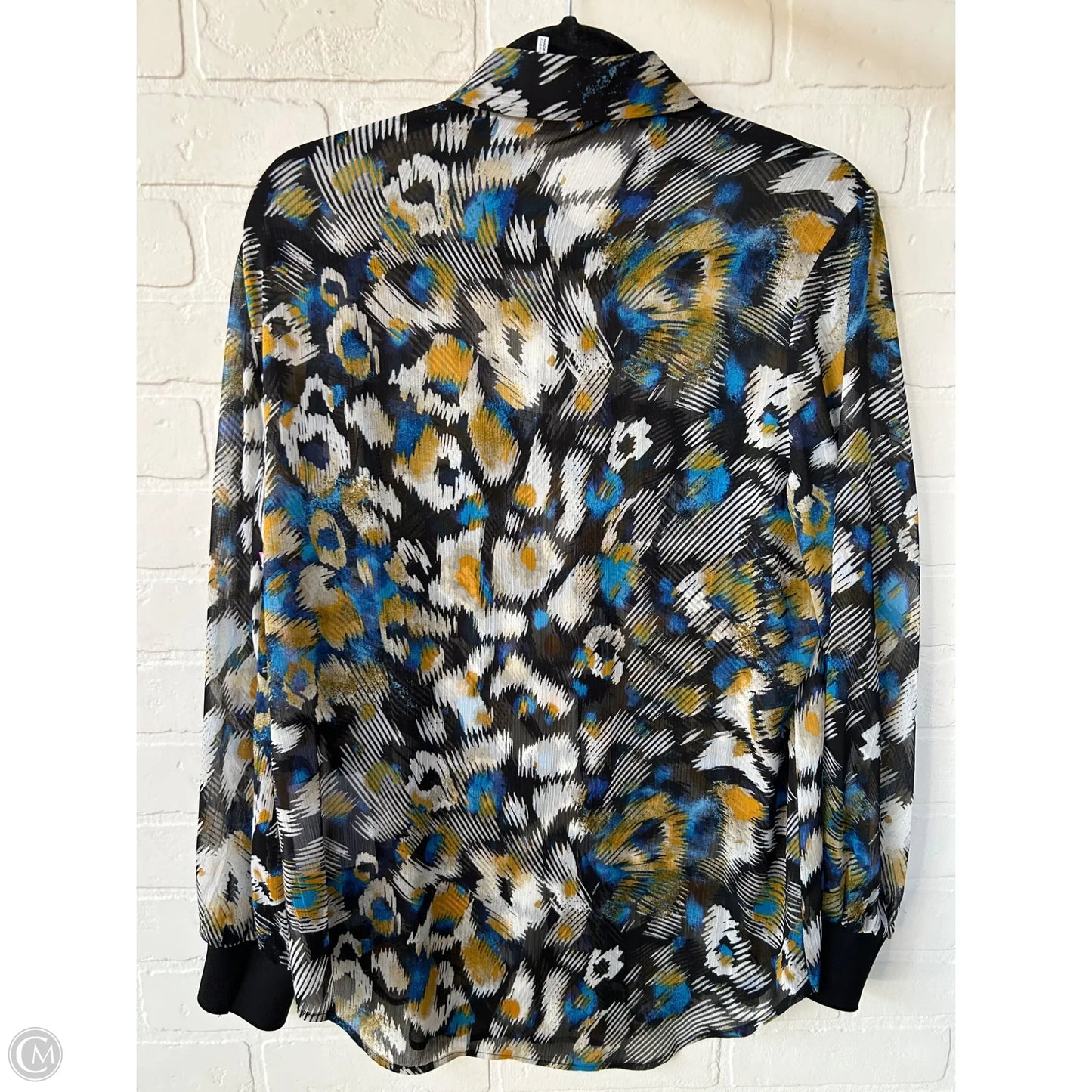 Top Long Sleeve By Dkny In Black & Blue, Size: S