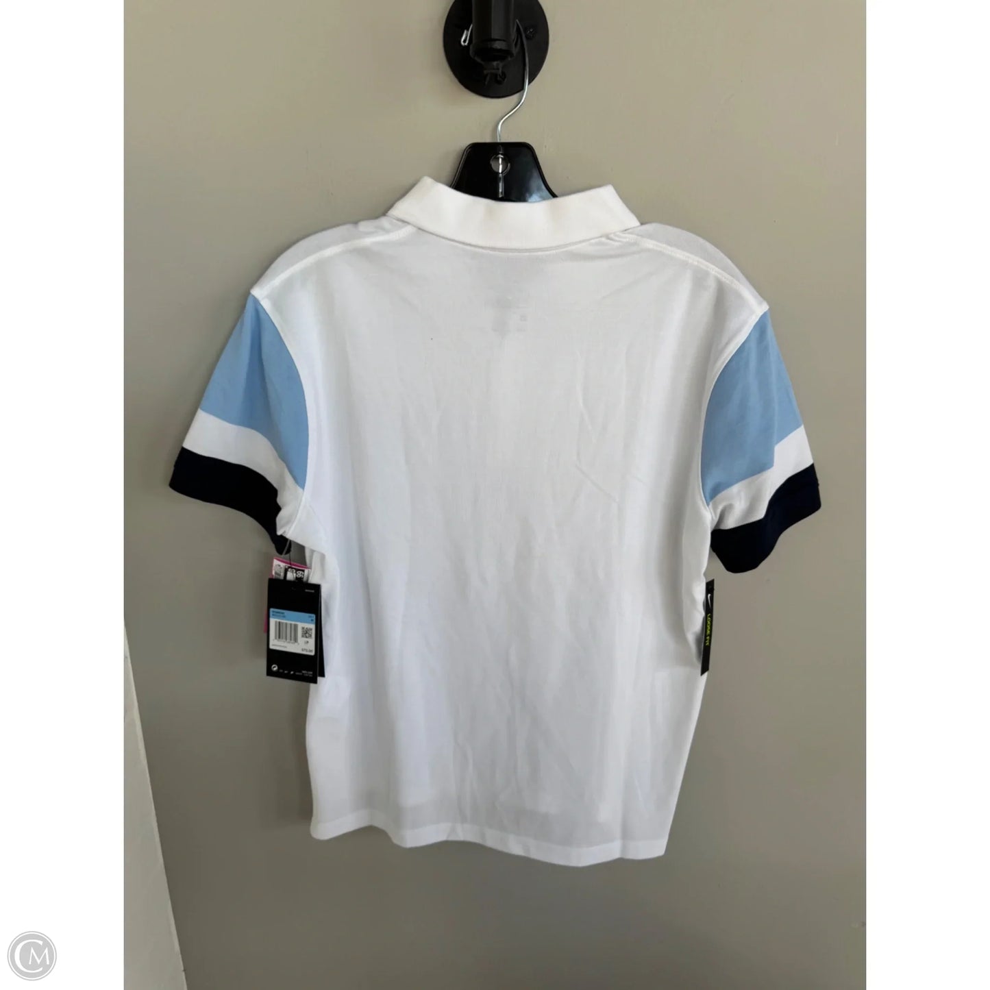 Athletic Top Short Sleeve By Nike In Blue & White, Size: M
