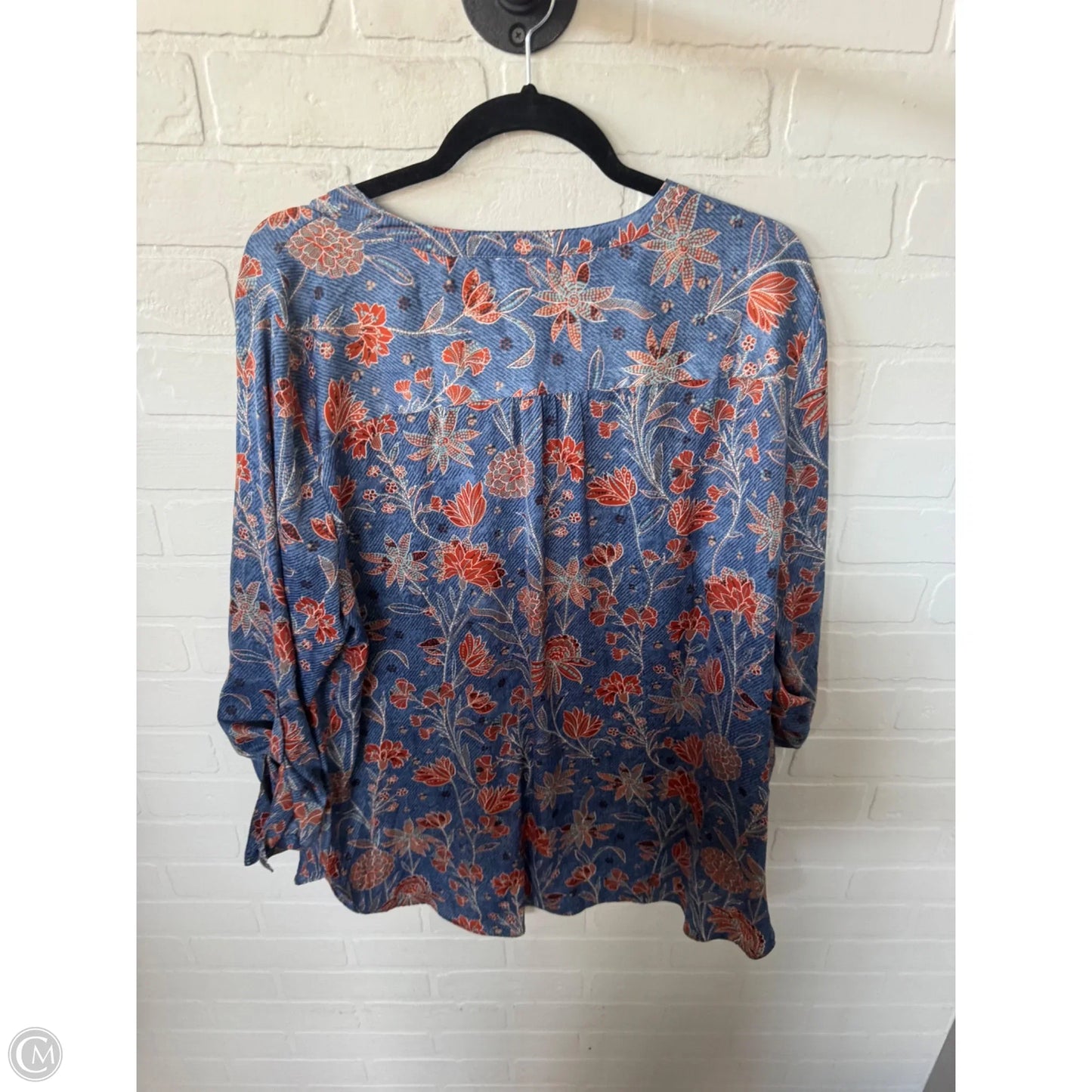 Tunic 3/4 Sleeve By Chicos In Blue & Orange, Size: Xl