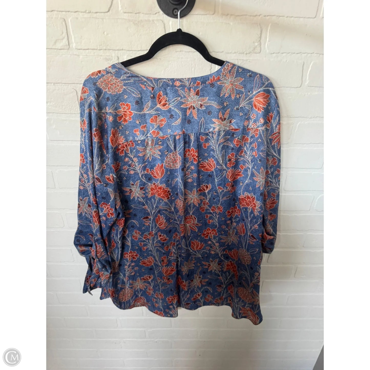 Tunic 3/4 Sleeve By Chicos In Blue & Orange, Size: Xl