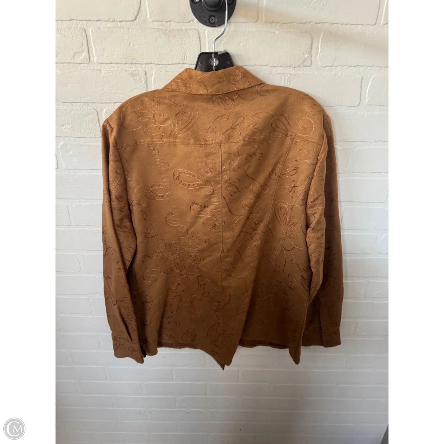 Jacket Shirt By Chicos In Brown, Size: L