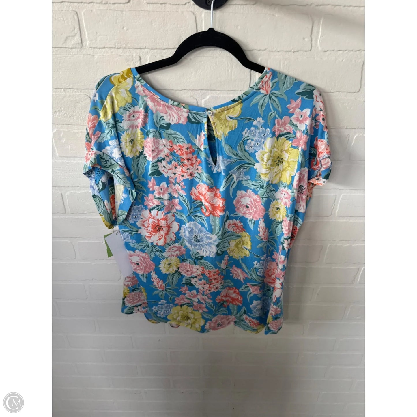 Top Short Sleeve By Loft In Blue & Orange, Size: L
