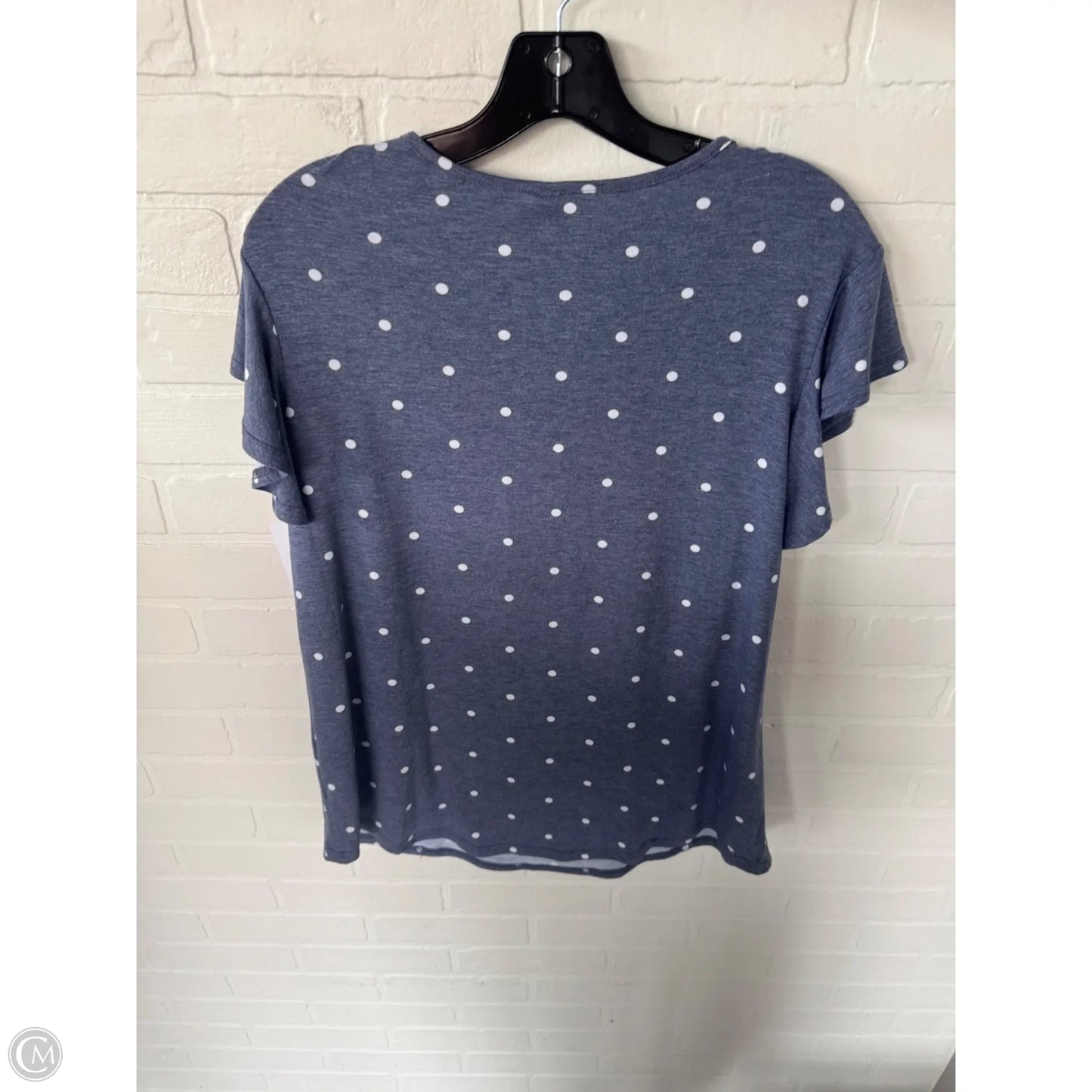 Top Short Sleeve By Clothes Mentor In Blue & White, Size: L