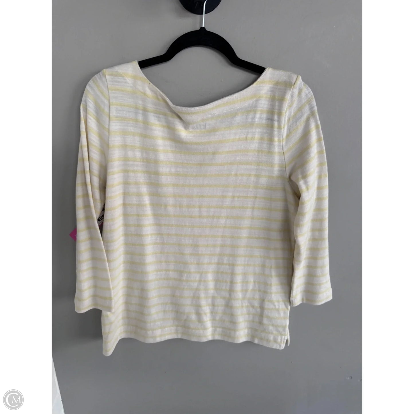 Top 3/4 Sleeve By Loft In Tan & Yellow, Size: M