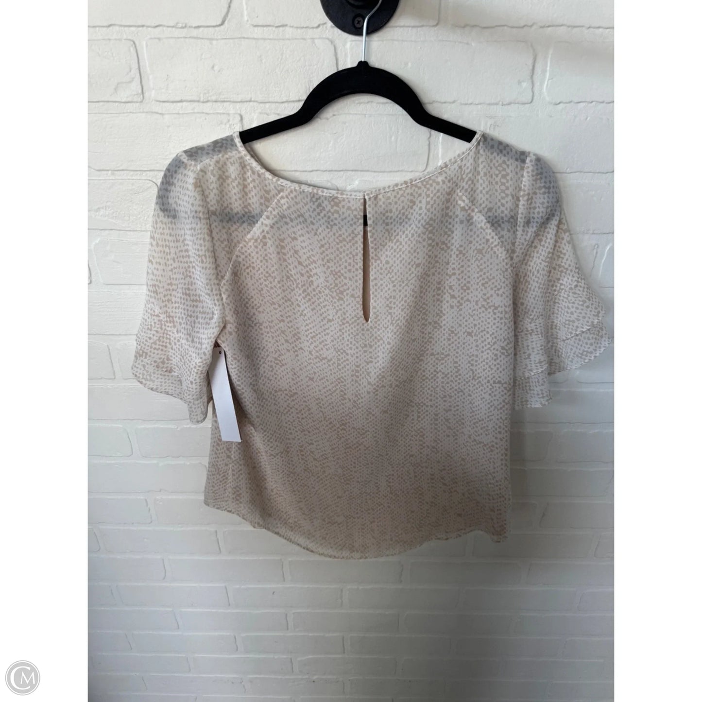 Top Short Sleeve By Ann Taylor In Tan & White, Size: Sp