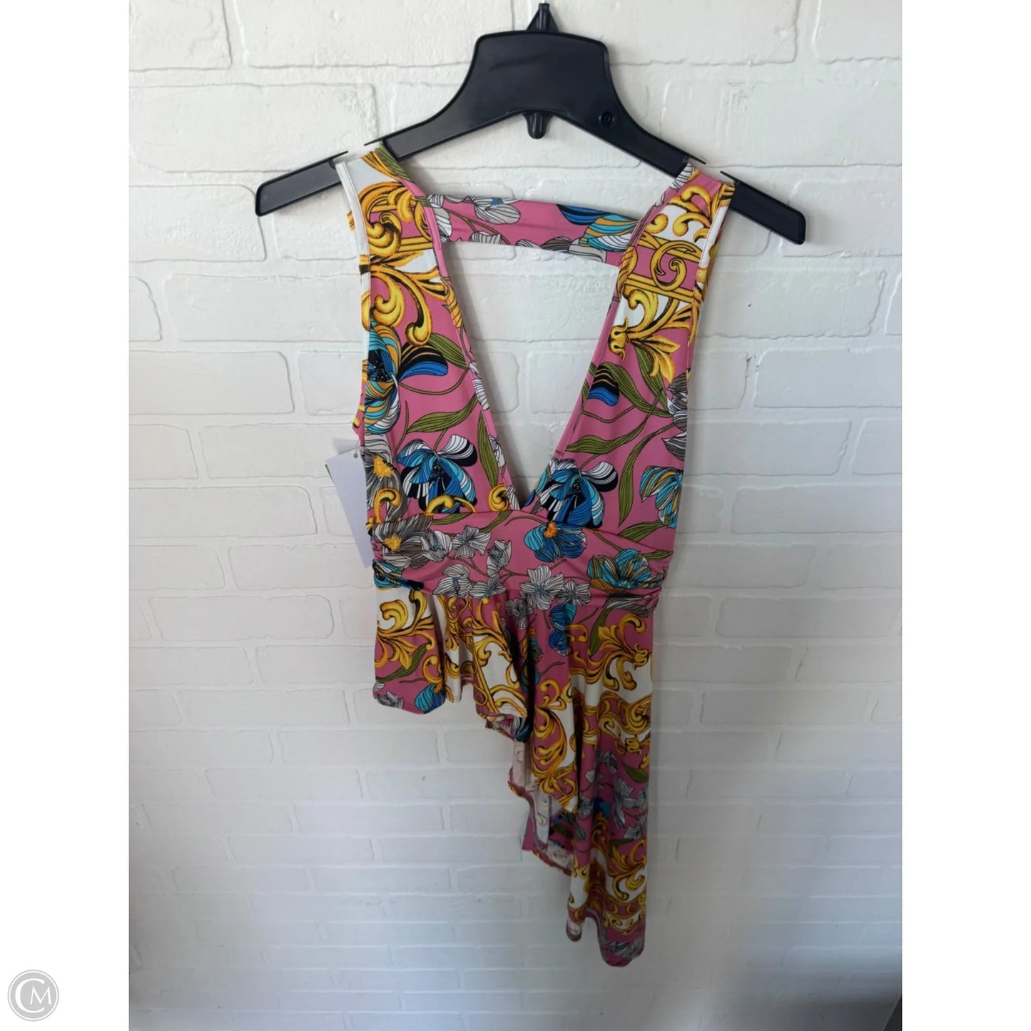 Top Sleeveless By Venus In Pink & Yellow, Size: S