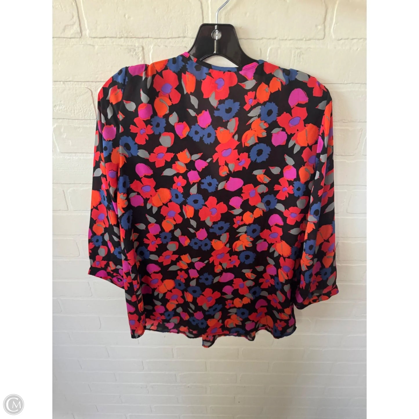 Top 3/4 Sleeve By Mercer And Madison In Black & Orange, Size: M