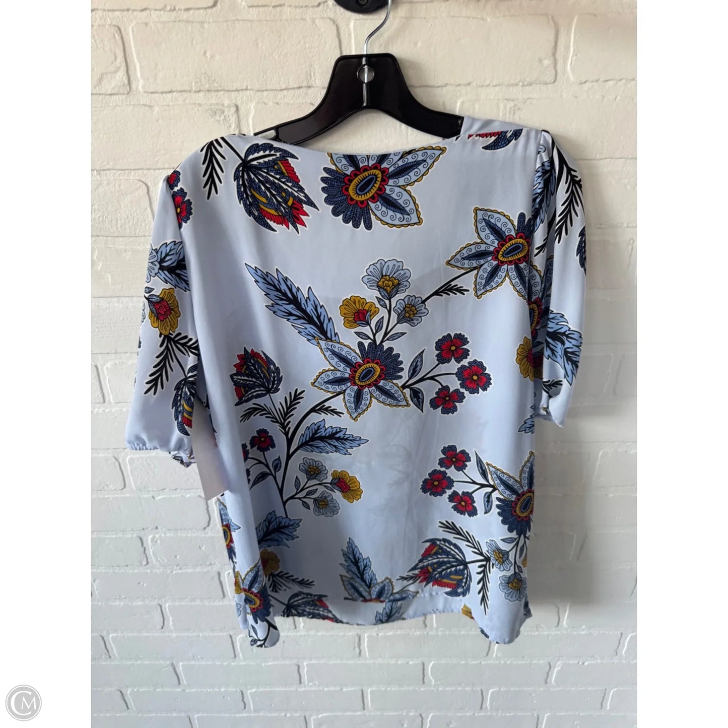 Top Short Sleeve By Loft In Blue & Yellow, Size: M