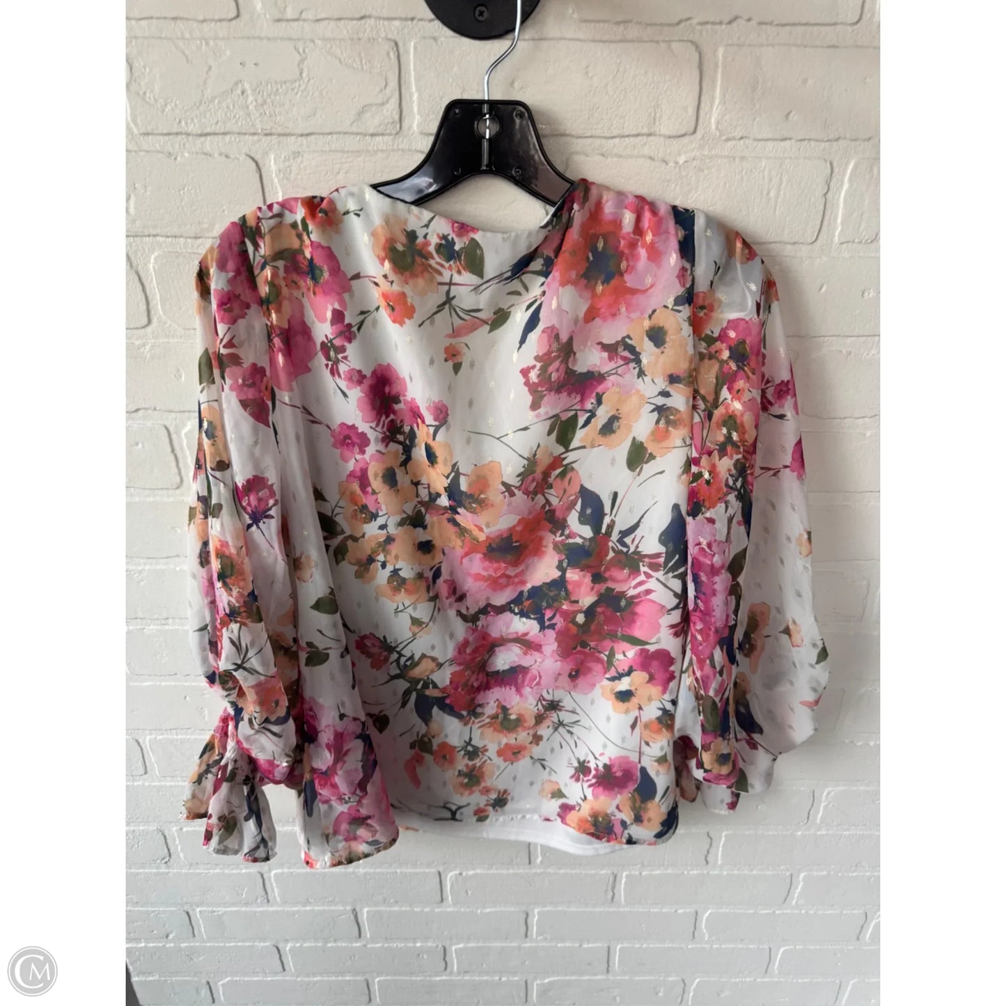 Top Long Sleeve By Vince Camuto In Pink & White, Size: Xs