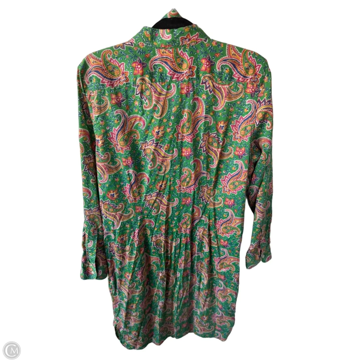 Dress Casual Midi By Lauren By Ralph Lauren In Green & Pink, Size: L
