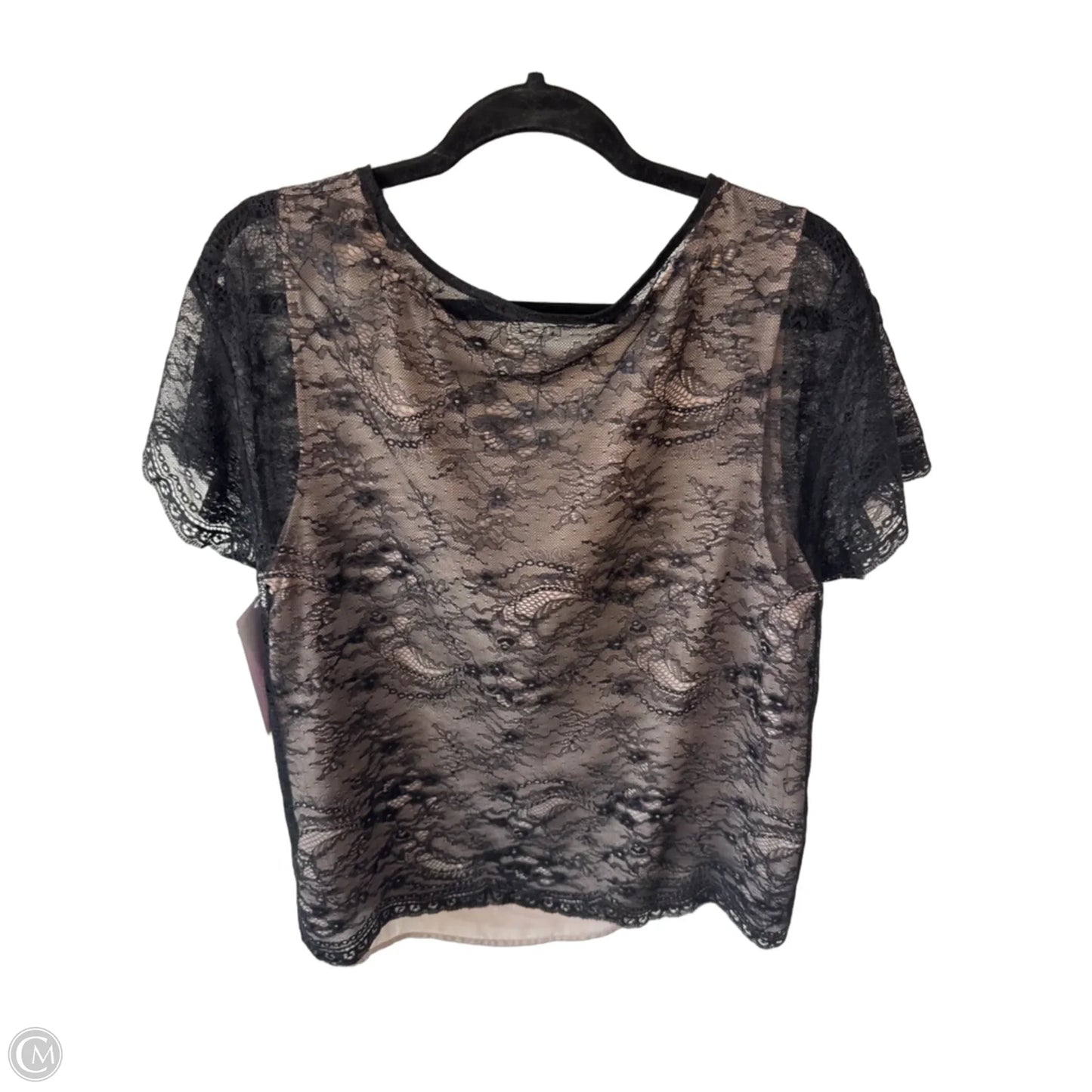 Top Short Sleeve By Loft In Black & Tan, Size: L