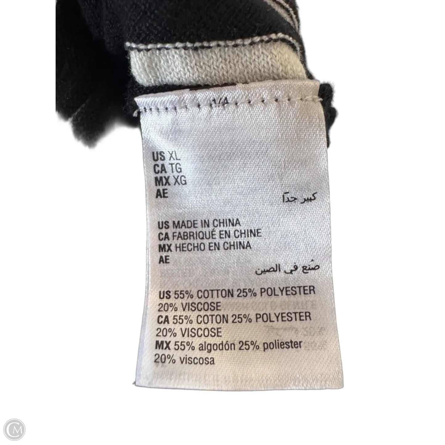 Sweater Short Sleeve By Alfani In Black & White, Size: Xl