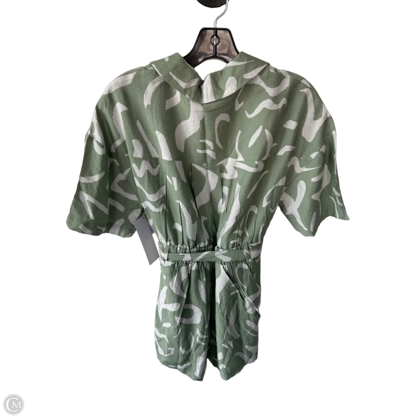 Romper By Clothes Mentor In Green & White, Size: M