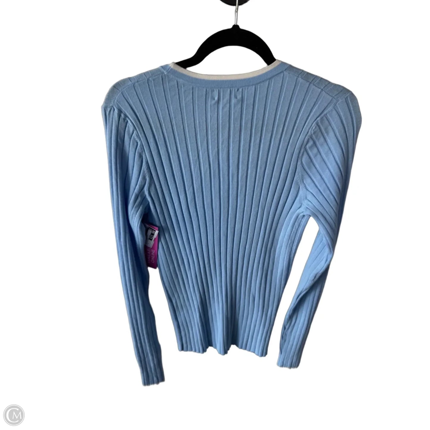 Sweater Cardigan By Cmc In Blue & Cream, Size: L