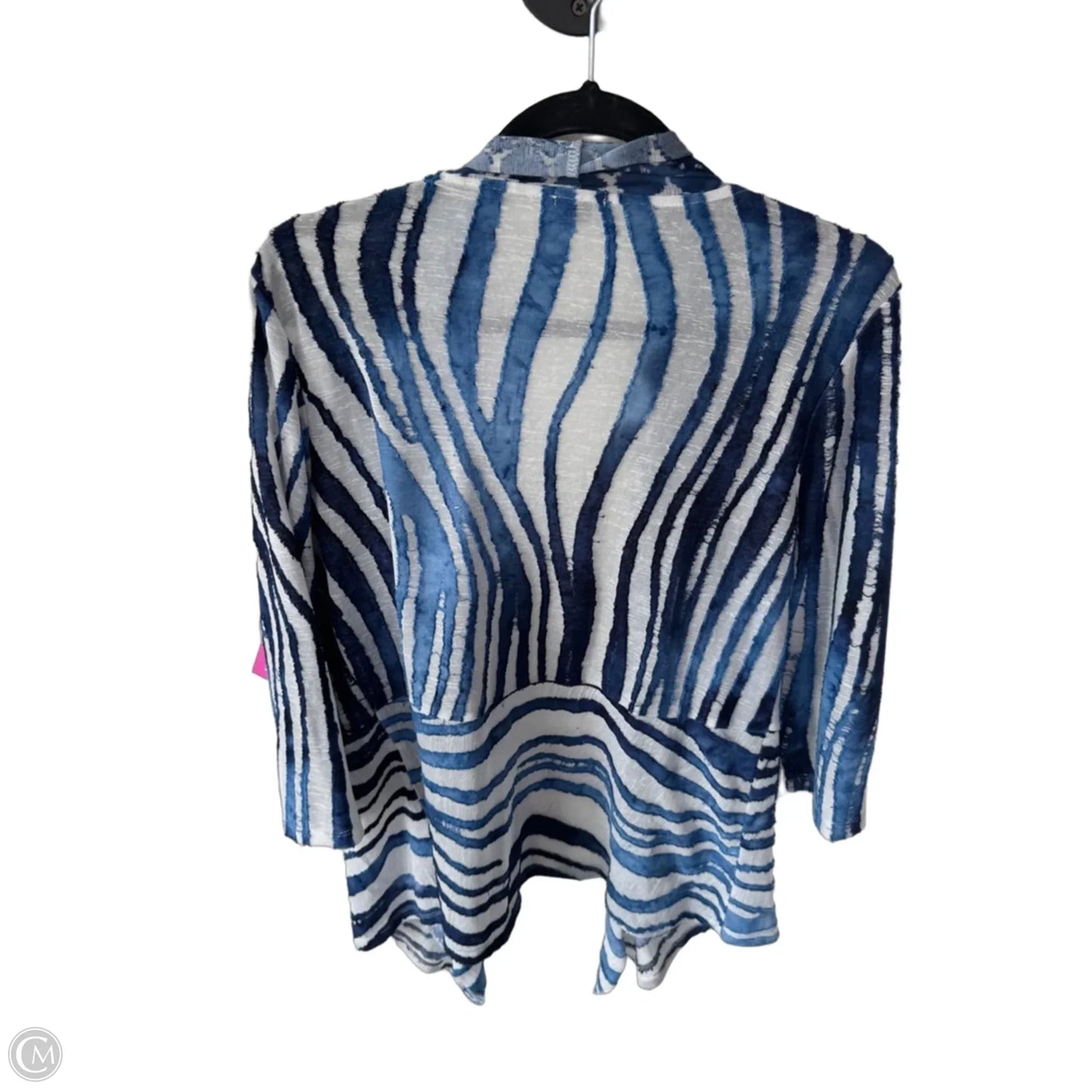 Cardigan By Clothes Mentor In Blue & White, Size: M