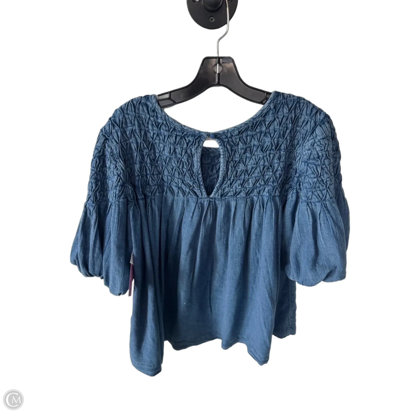 Top Short Sleeve By Anthropologie In Blue Denim, Size: L