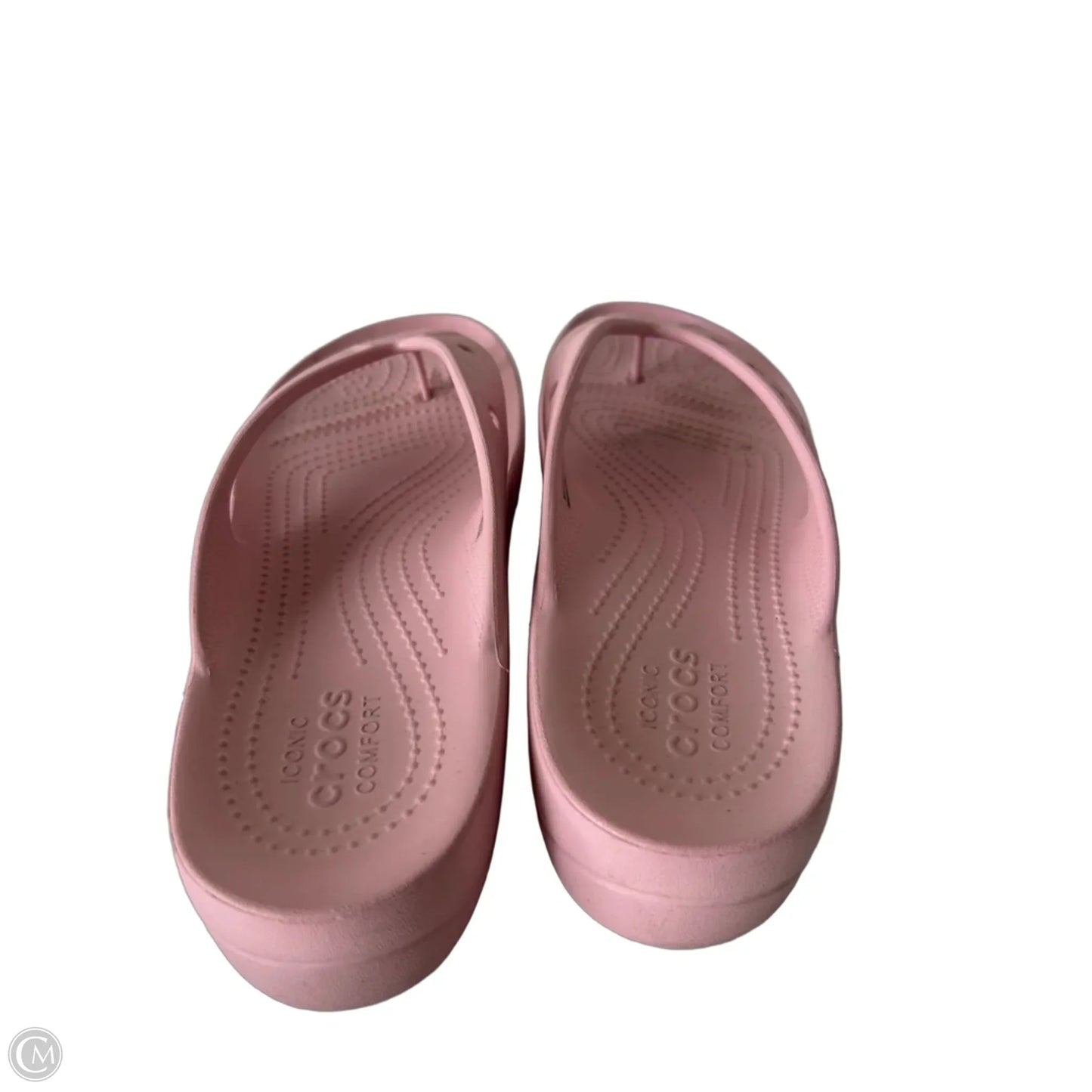 Sandals Flip Flops By Crocs In Pink, Size: 8