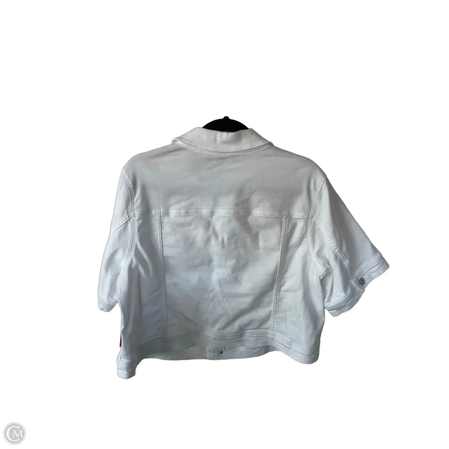 Jacket Denim By Talbots In White Denim, Size: Xl