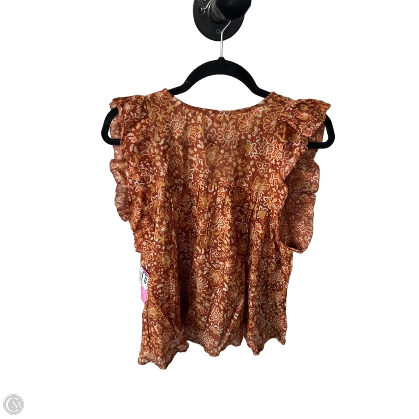 Top Short Sleeve By Sundry In Brown & Yellow, Size: M