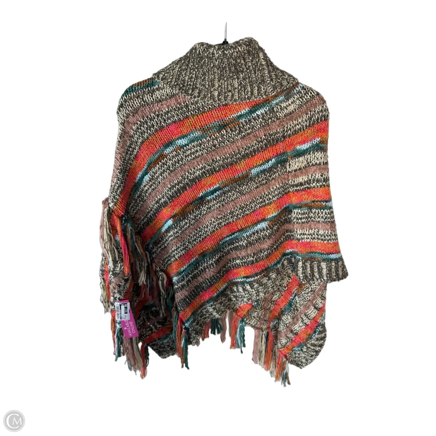 Poncho By Clothes Mentor In Green & Pink, Size: Osfm