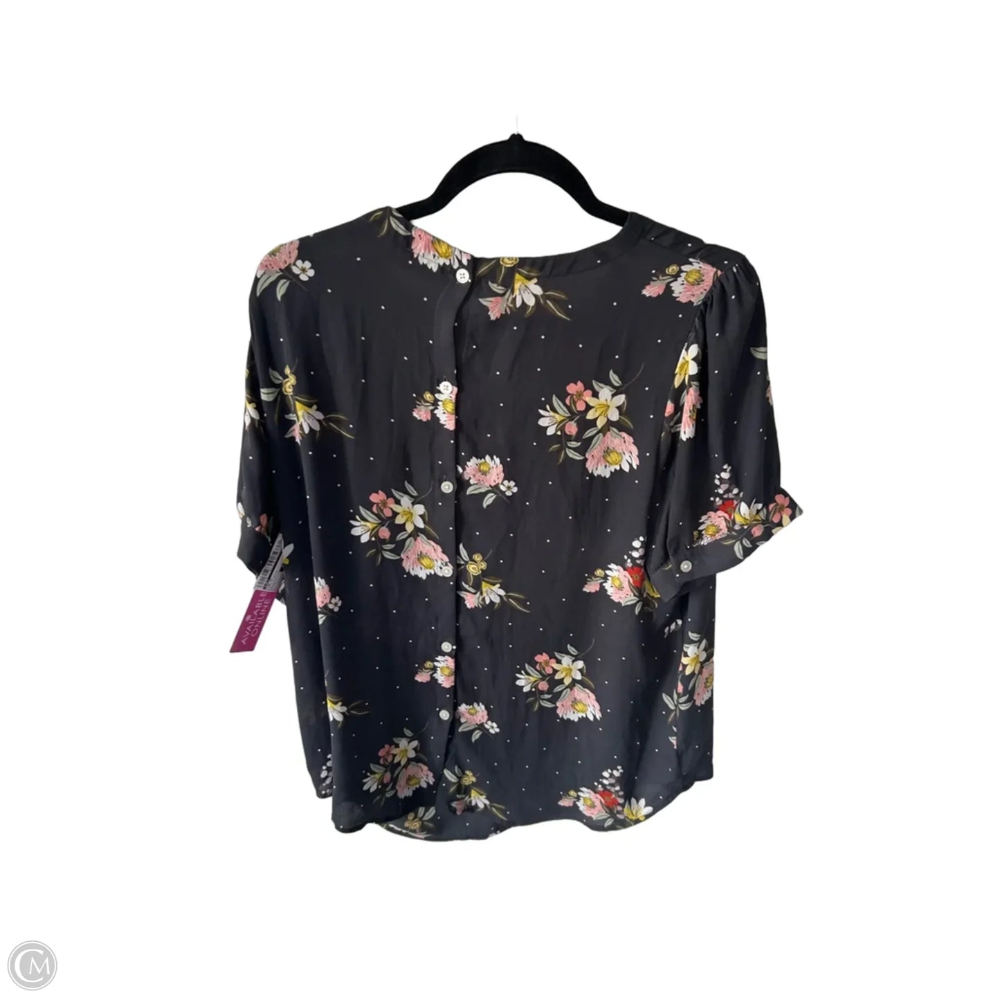 Top Short Sleeve By Loft In Grey & White, Size: L
