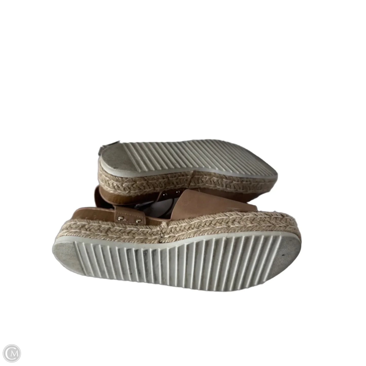 Sandals Heels Wedge By Cushionaire In Tan, Size: 8.5