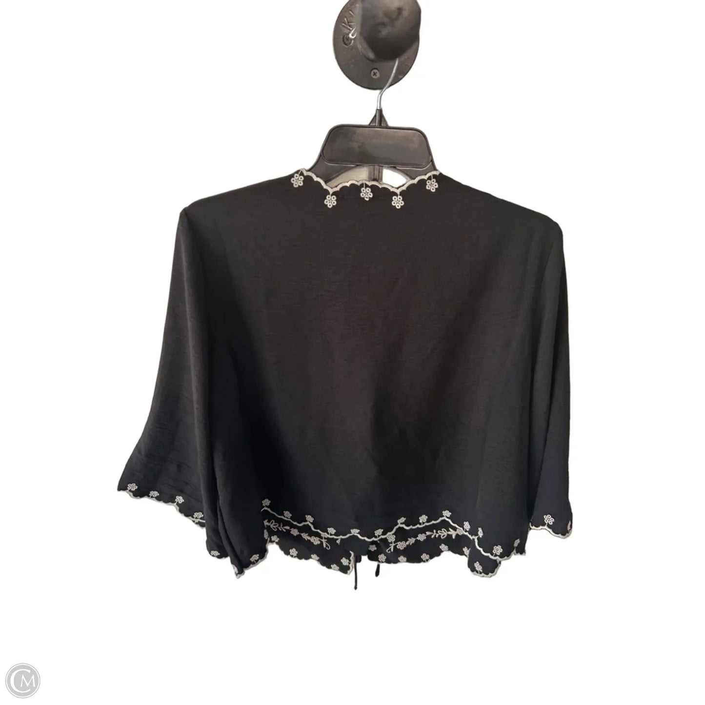 Top 3/4 Sleeve By Adrianna Papell In Black & Cream, Size: M