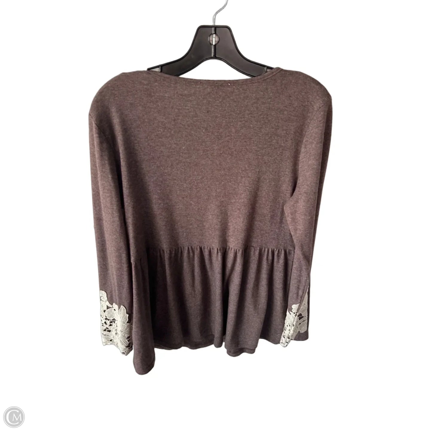 Top Long Sleeve By Entro In Brown & Cream, Size: S