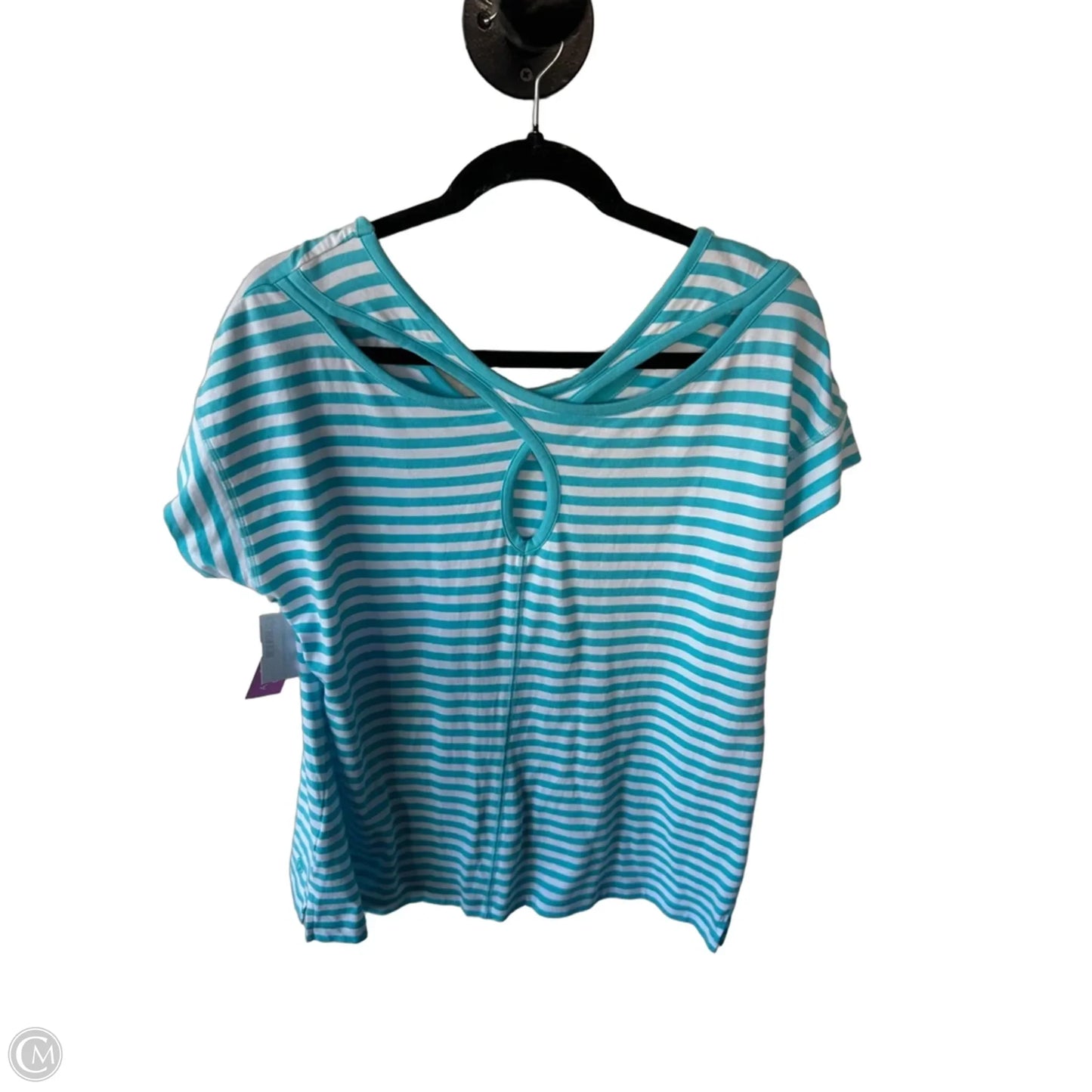 Top Short Sleeve By Talbots In Blue & White, Size: L
