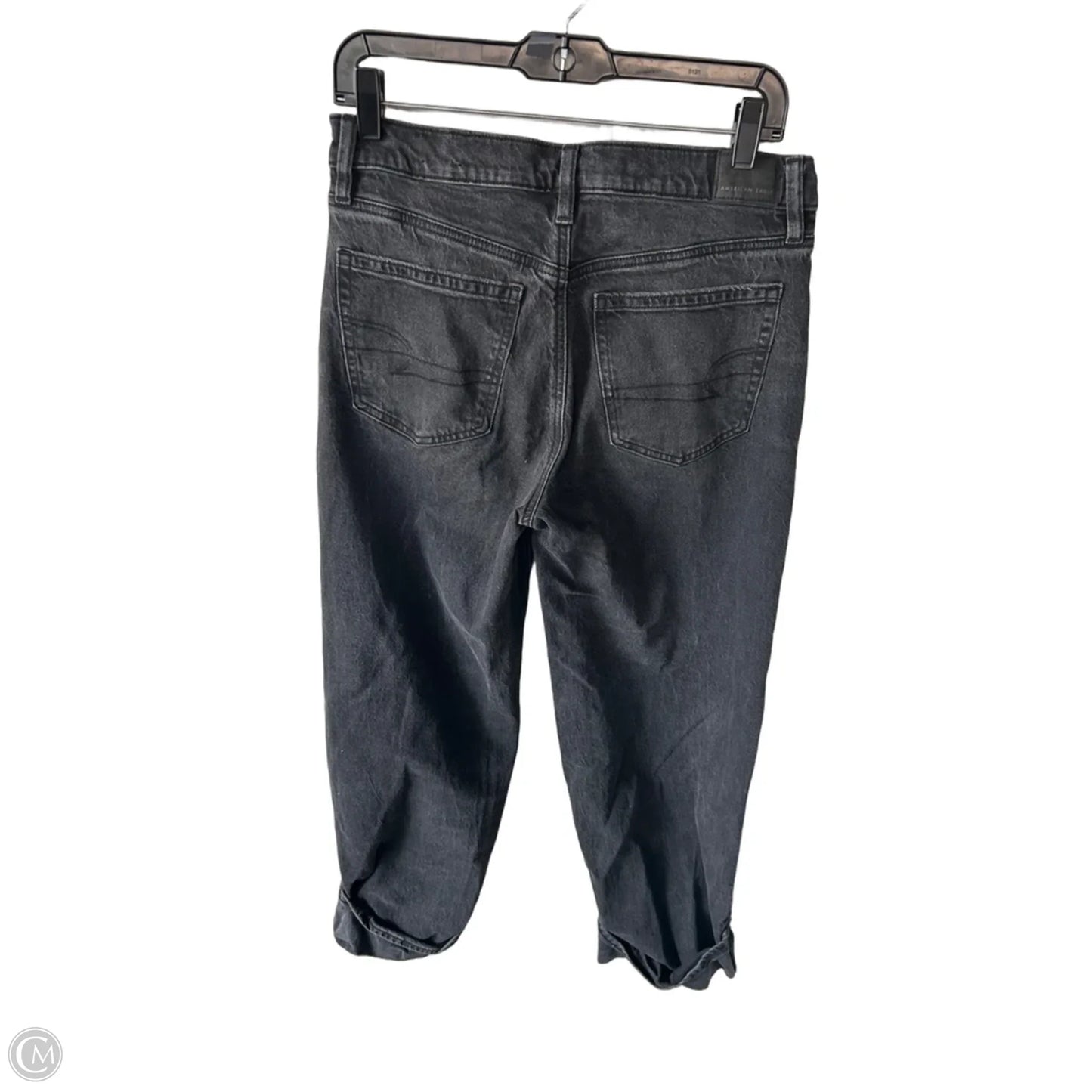 Jeans Straight By American Eagle In Black Denim, Size: 6