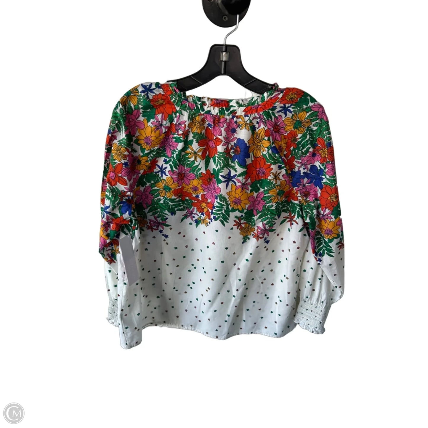 Top Long Sleeve By Talbots In Green & White, Size: L