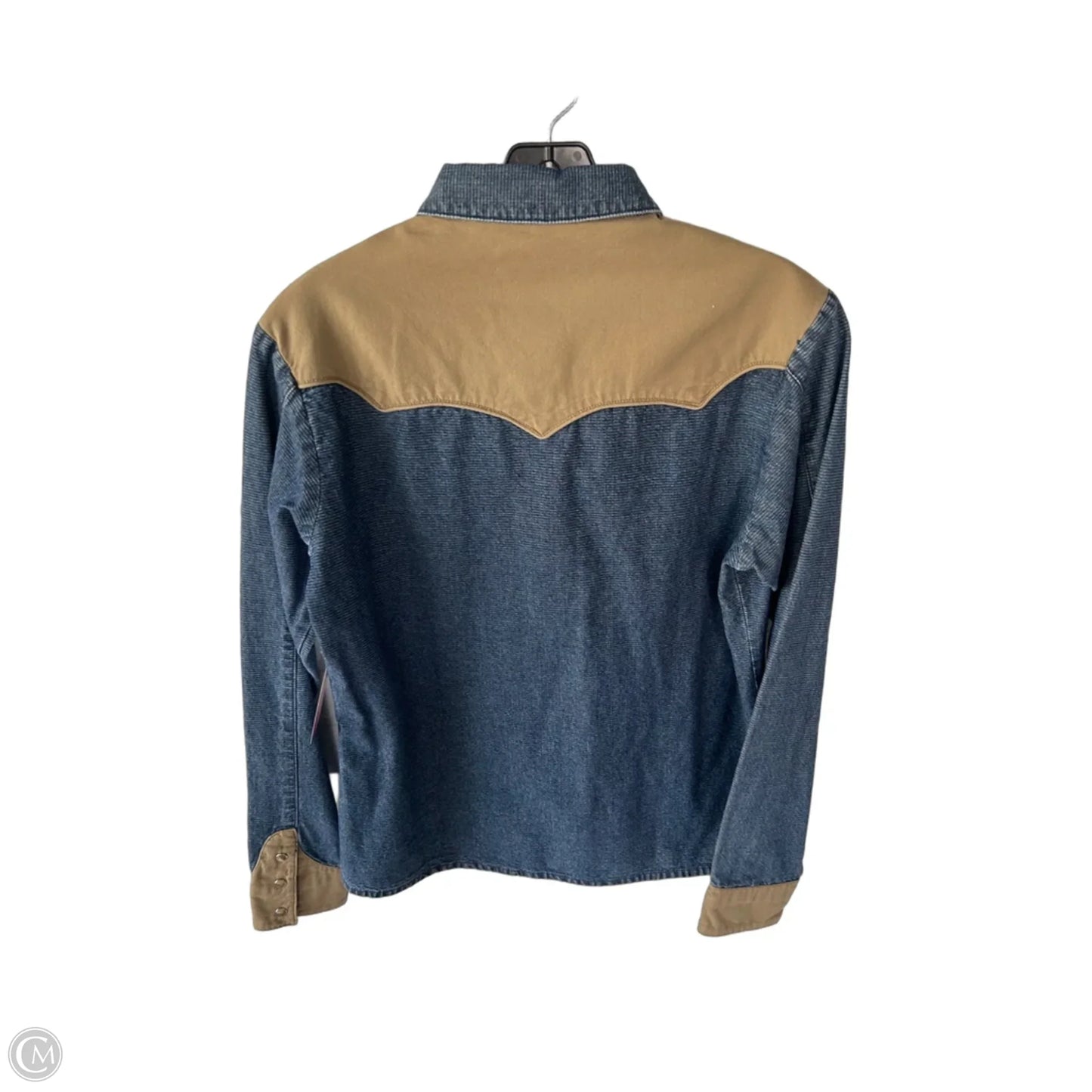 Jacket Shirt By Wrangler In Blue & Tan, Size: M