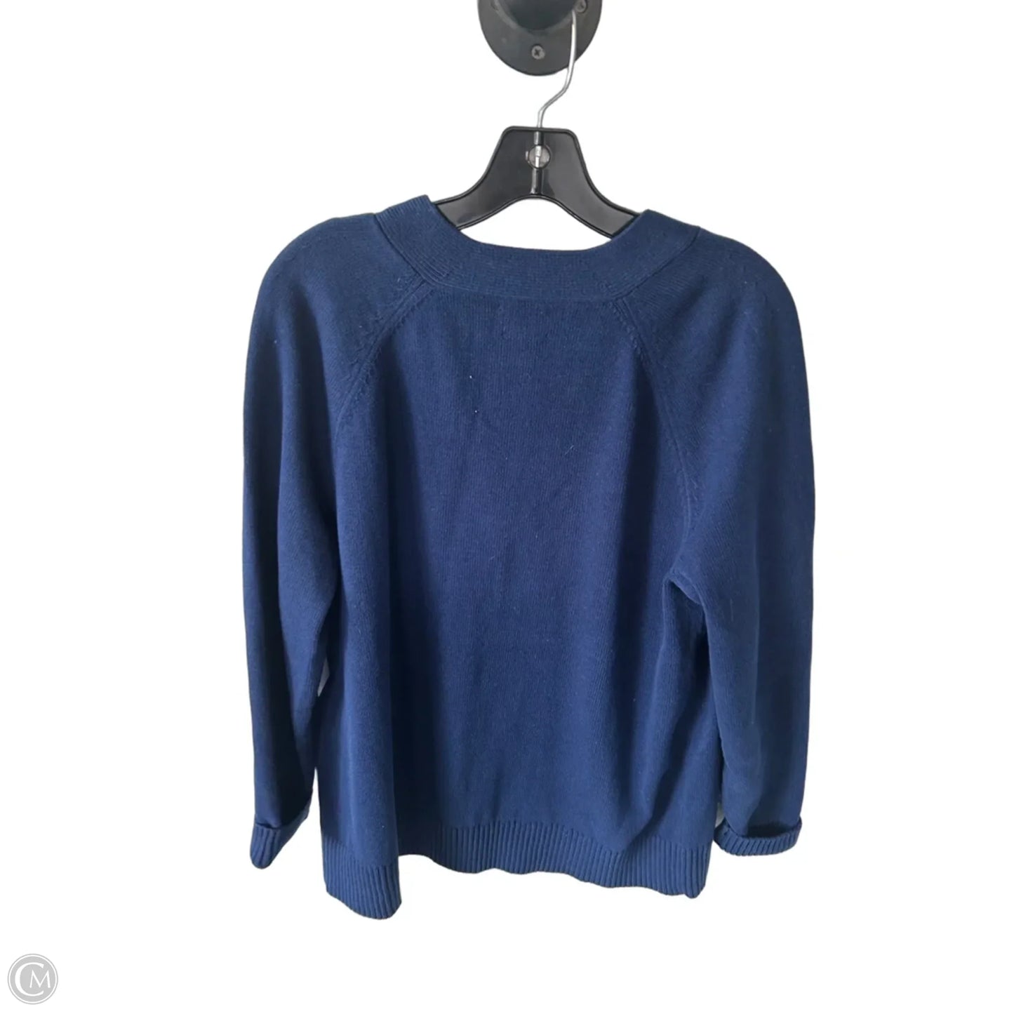 Sweater Cardigan By Lands End In Blue & Gold, Size: M