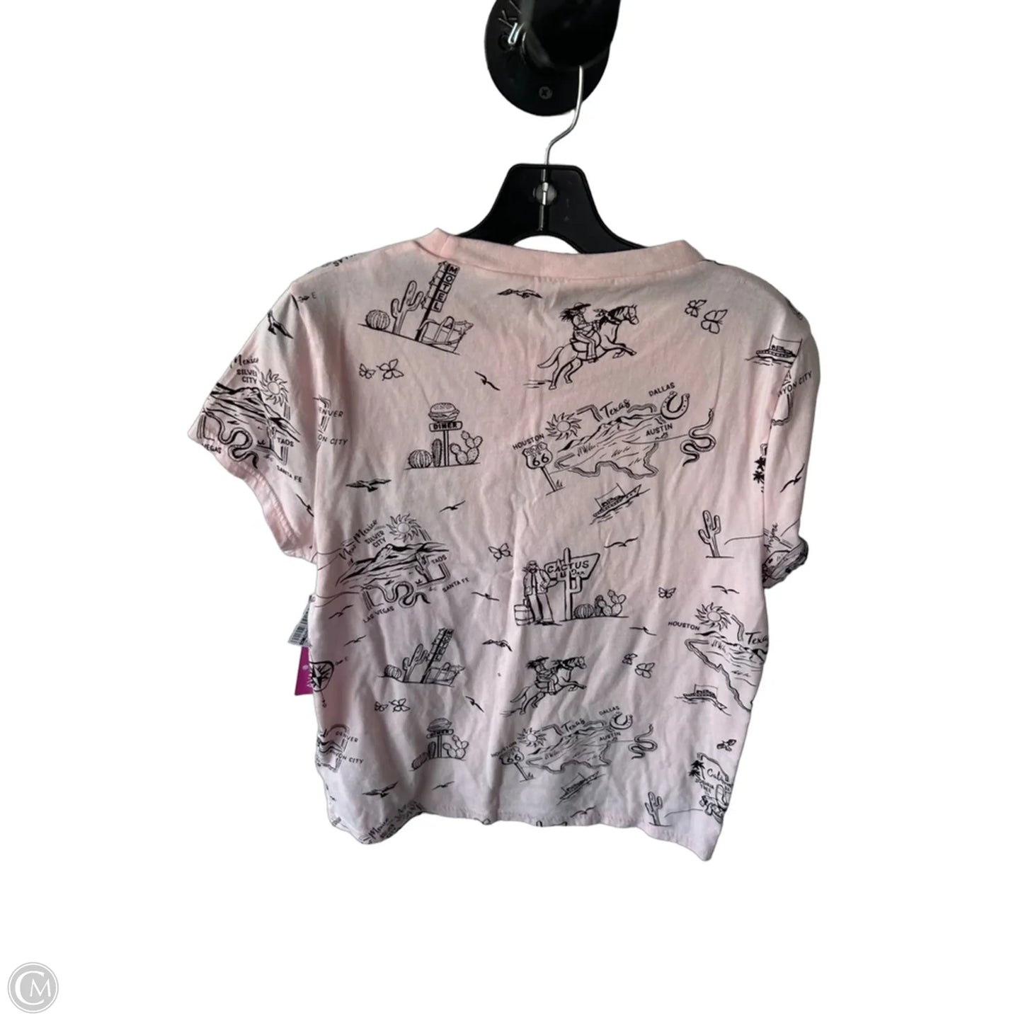 Top Short Sleeve By J. Crew In Black & Pink, Size: L