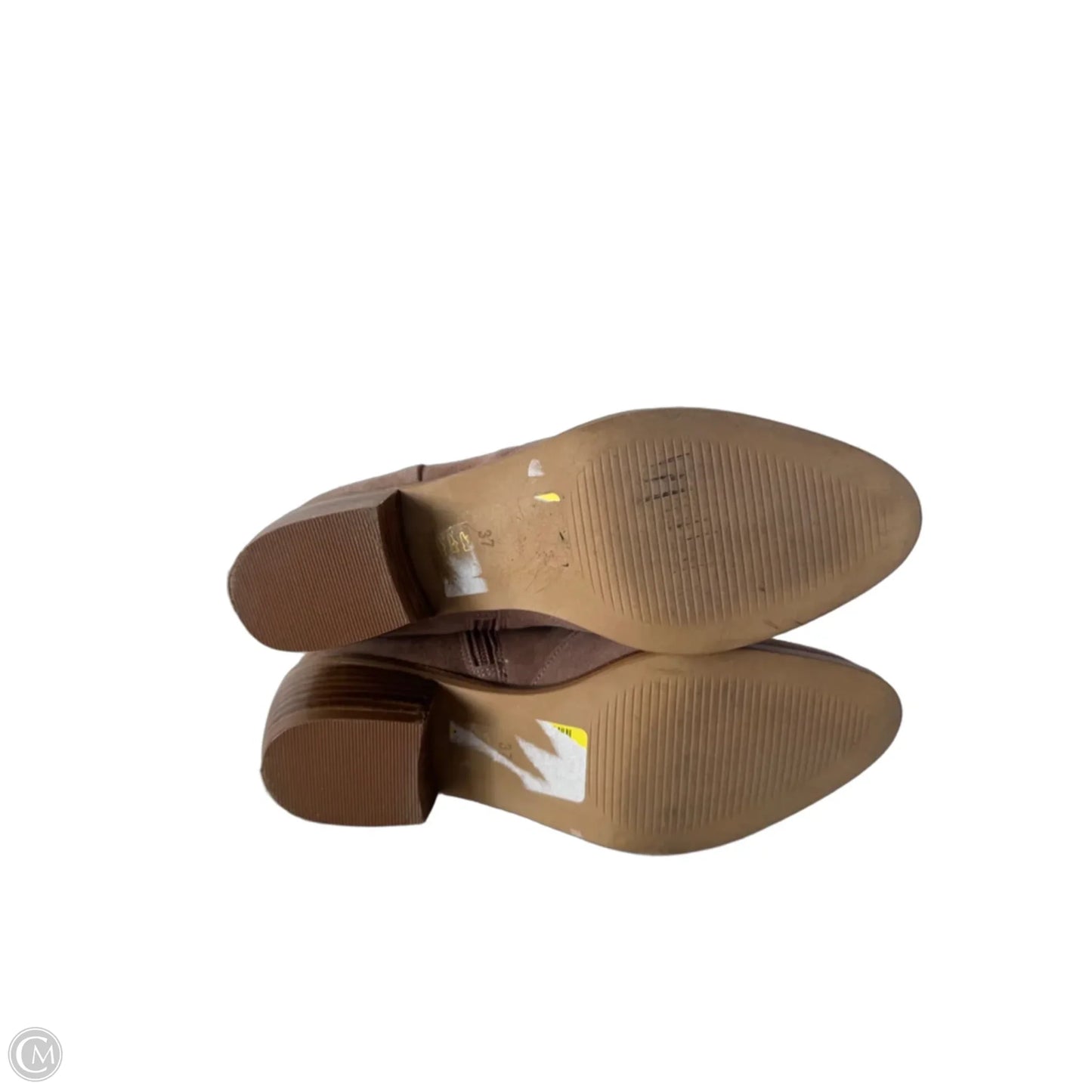 Boots Ankle Heels By Anthropologie In Tan, Size: 6.5