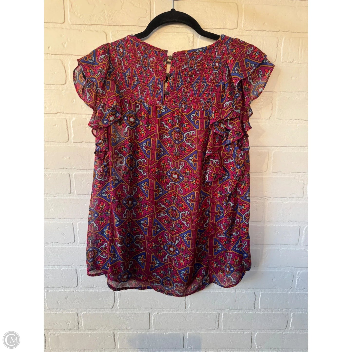 Top Short Sleeve By Meadow Rue In Blue & Pink, Size: M