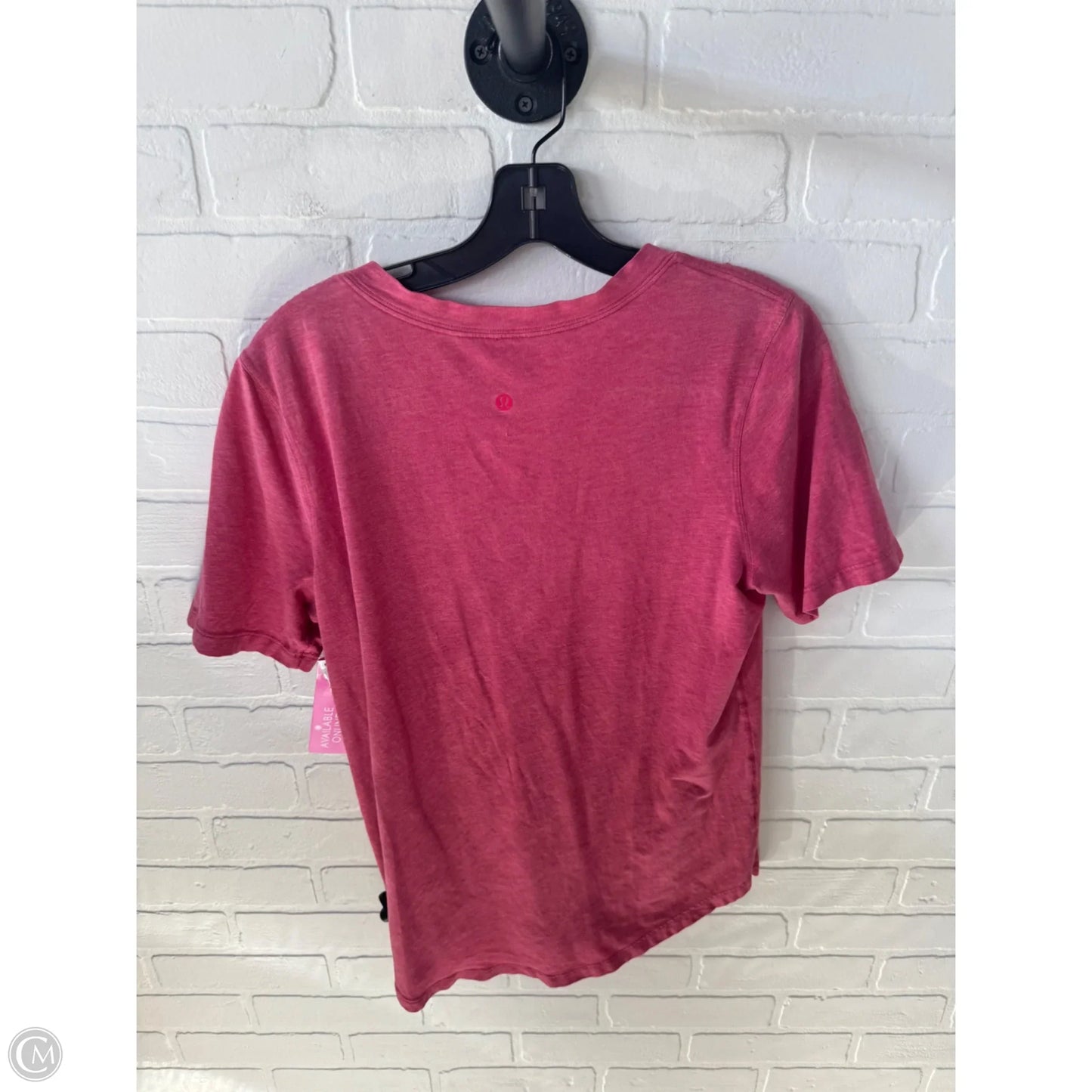 Athletic Top Short Sleeve By Lululemon In Pink, Size: M