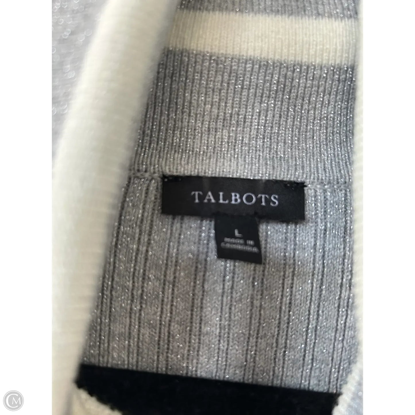 Sweater By Talbots In Silver & White, Size: L